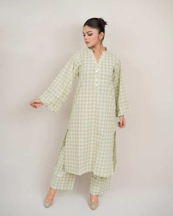 Premium check  tulle cotton –  co'ords set