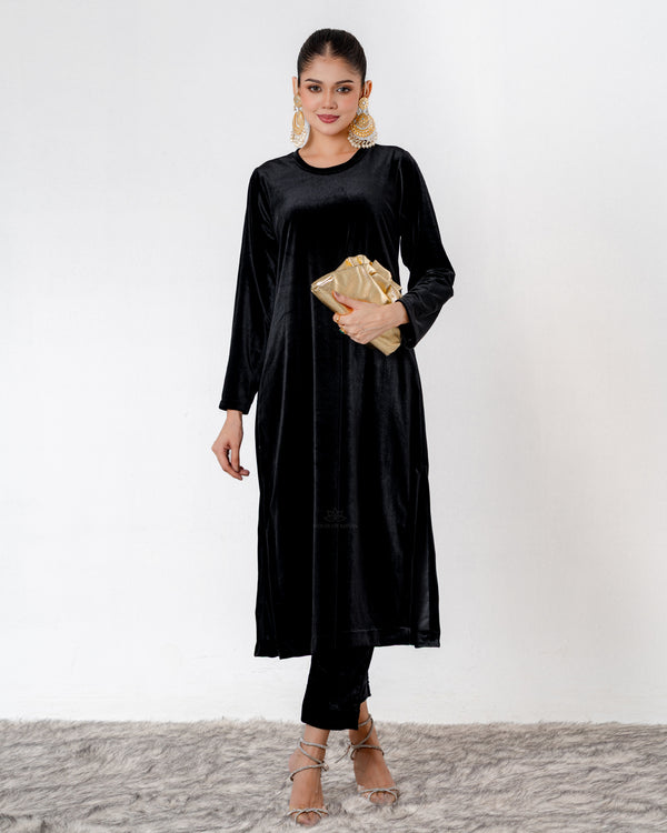 Luxury Velvet Pret Set-Jet Black