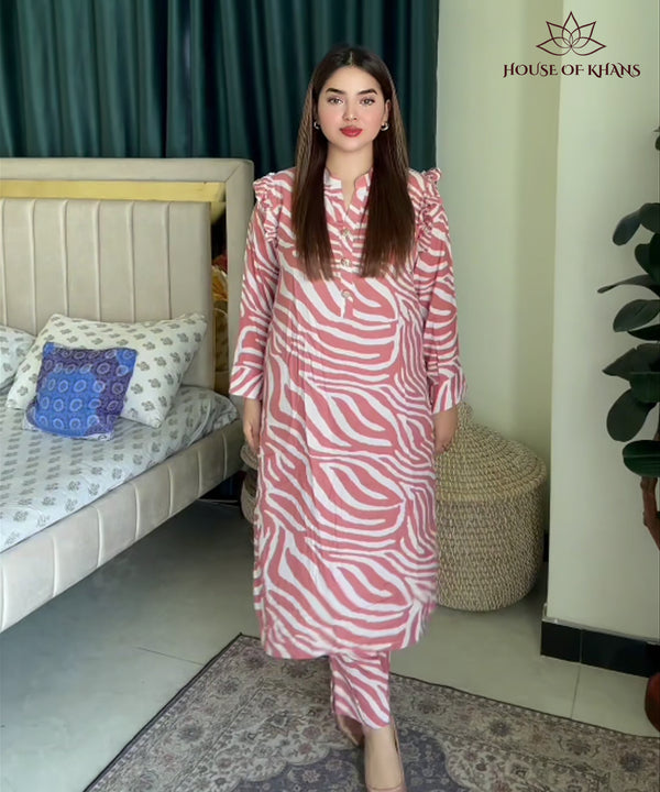 Zebra print co’ords set-Light brick color