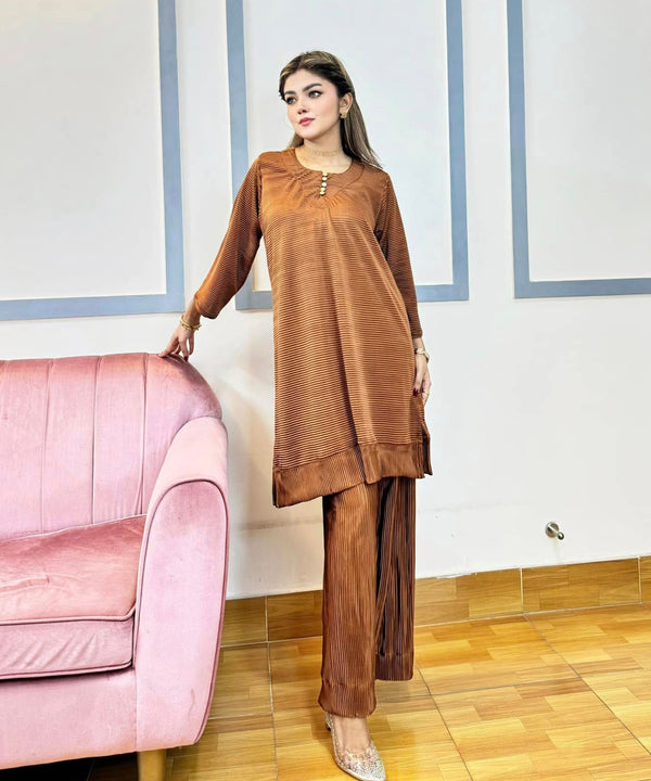 Beautiful pleated silk fabric co’ord set