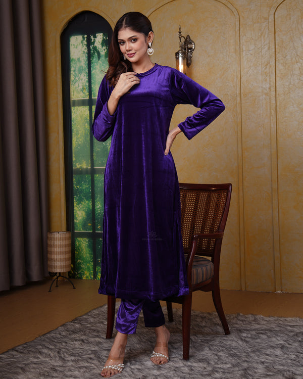 Luxury Velvet Pret Set-Purple